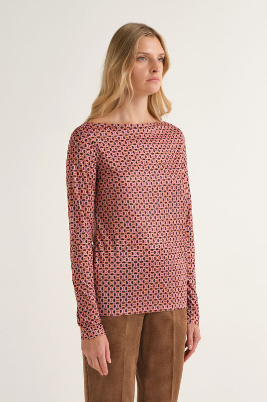 Maliparmi MICRO PRINT JERSEY T-SHIRT Pink JK025770654