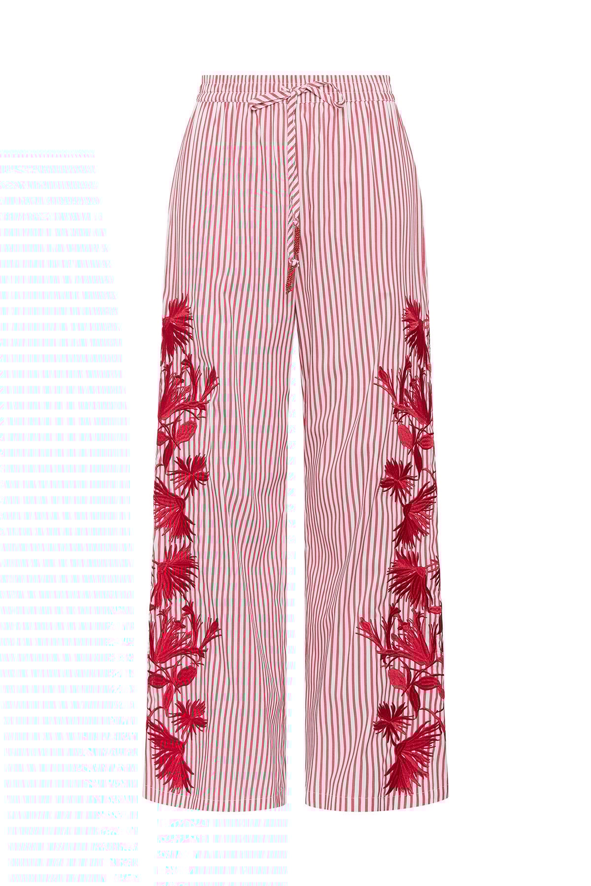 Malìparmi STRIPED FLEUR TROUSERS Red JH805415222 Malìparmi STRIPED FLEUR TROUSERS Red JH805415222
