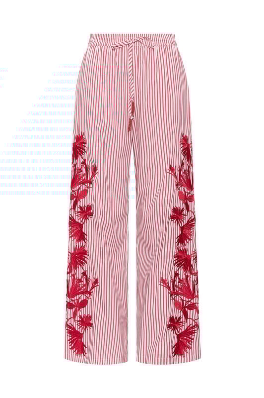 Malìparmi STRIPED FLEUR TROUSERS Red JH805415222 Malìparmi STRIPED FLEUR TROUSERS Red JH805415222