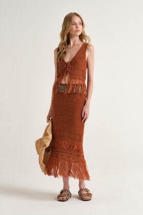 Malìparmi KNIT TAPE SKIRT Peach JG667678214