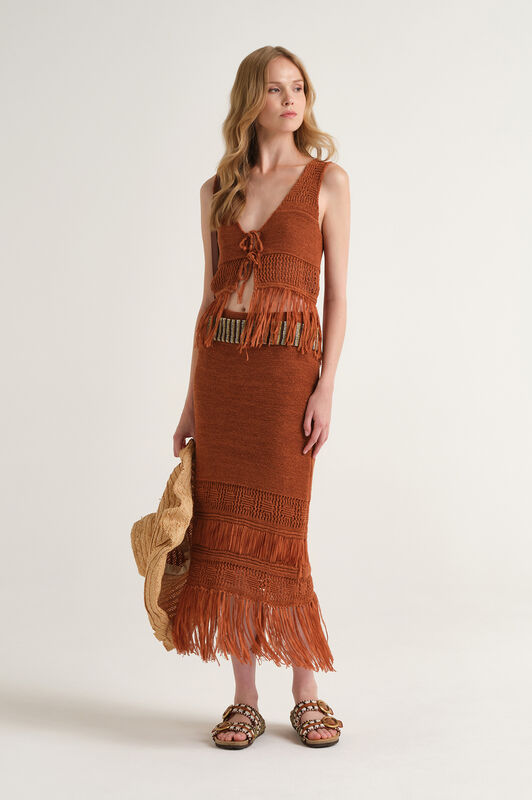 Malìparmi KNIT TAPE SKIRT Peach JG667678214 Malìparmi KNIT TAPE SKIRT Peach JG667678214