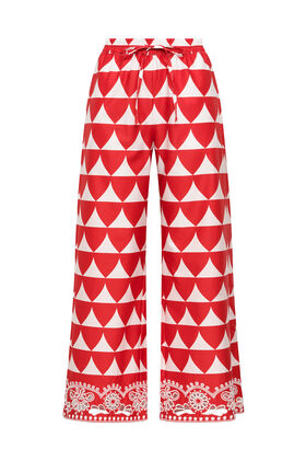 Malìparmi OPTICAL BRODERIE TROUSERS Red JH807315216