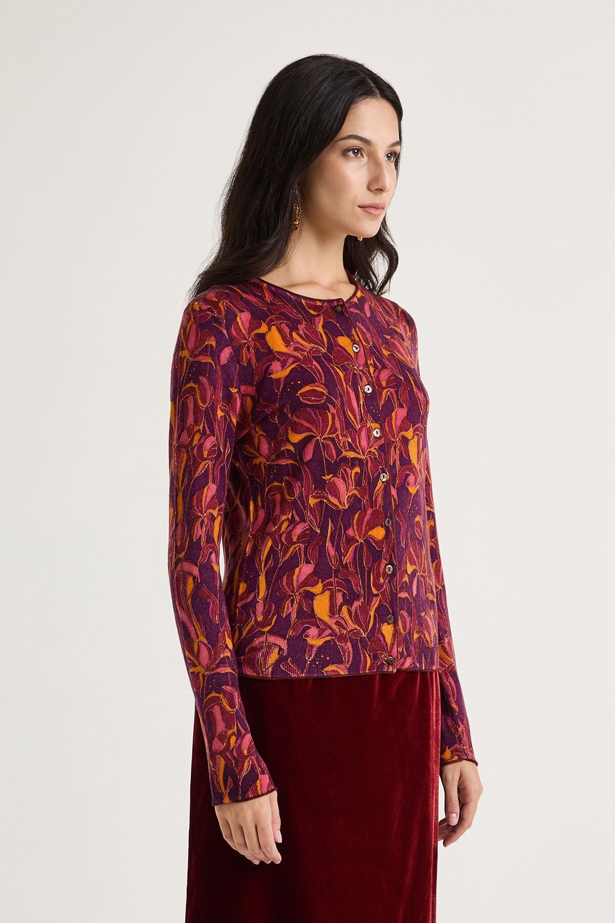 Maliparmi PRINTED KNIT CARDIGAN Bordeaux JN355178200