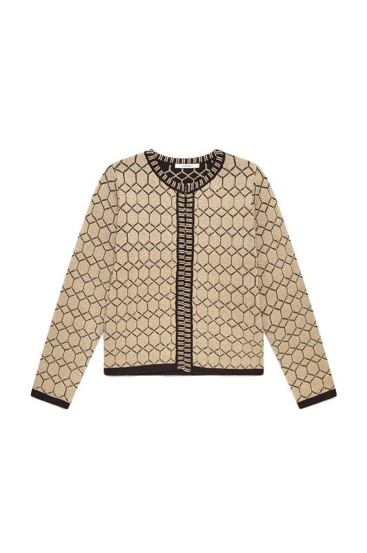 Maliparmi JACQUARD 3D CARDIGAN Gold JN371478218 Maliparmi JACQUARD 3D CARDIGAN Gold JN371478218
