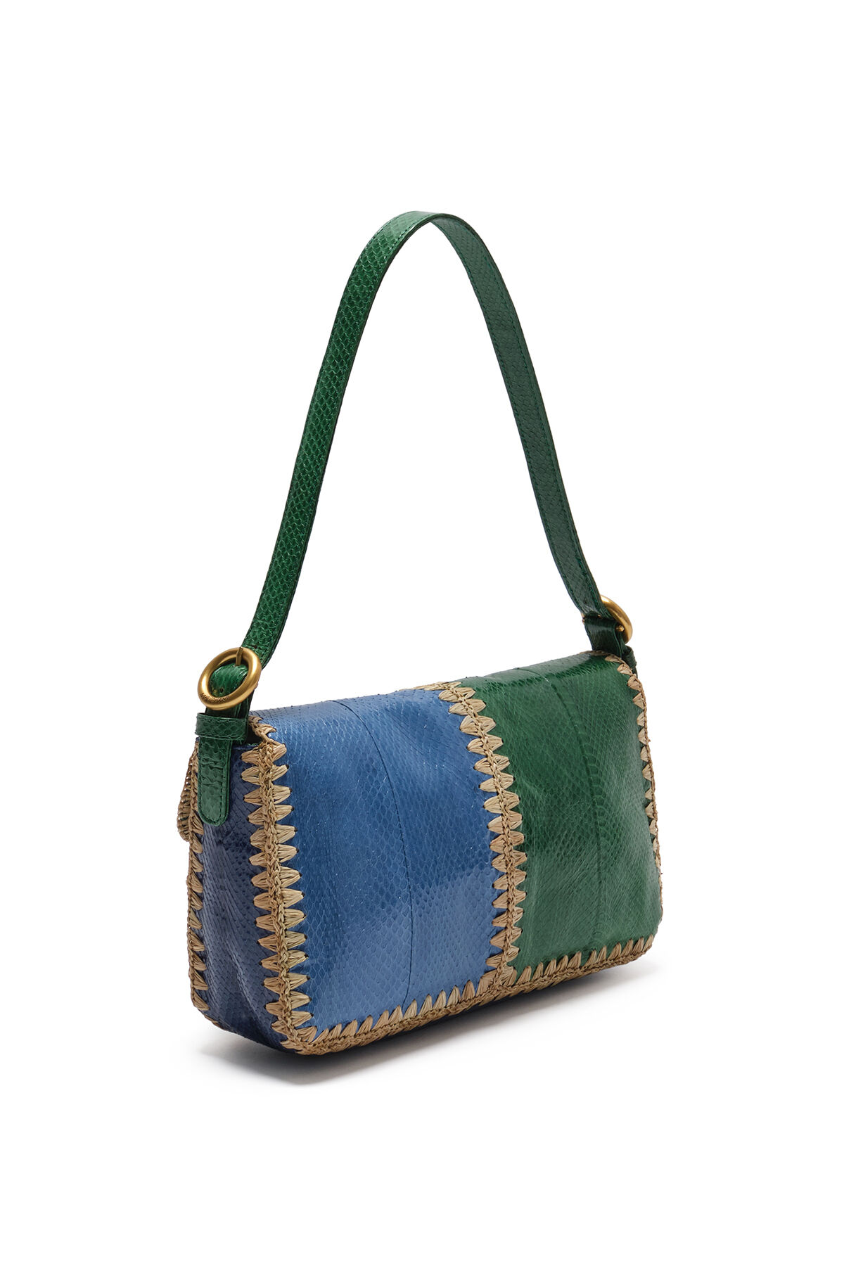 Malìparmi PATCHWORK THREAD BAGUETTE BAG Light Blue BT001301563