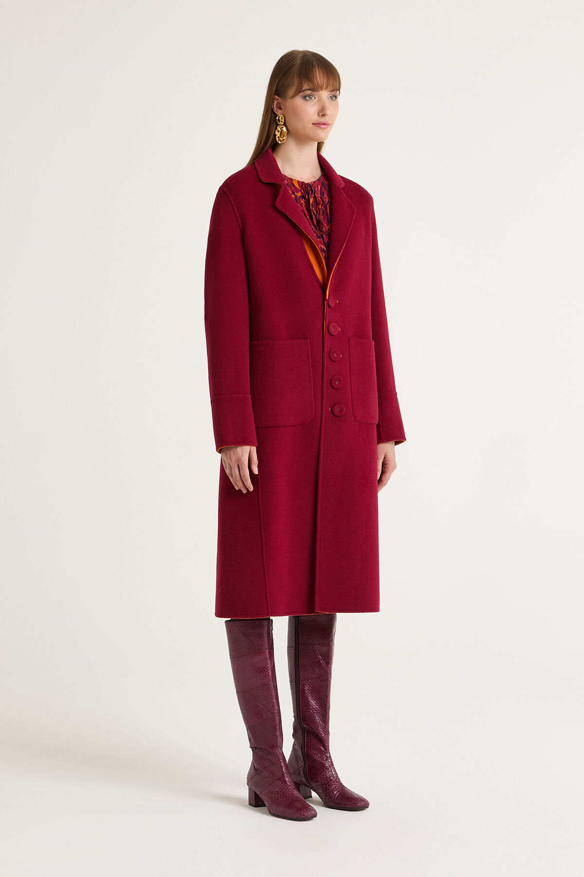 Maliparmi DOUBLE WOOL OVERCOAT Orange JB538120276