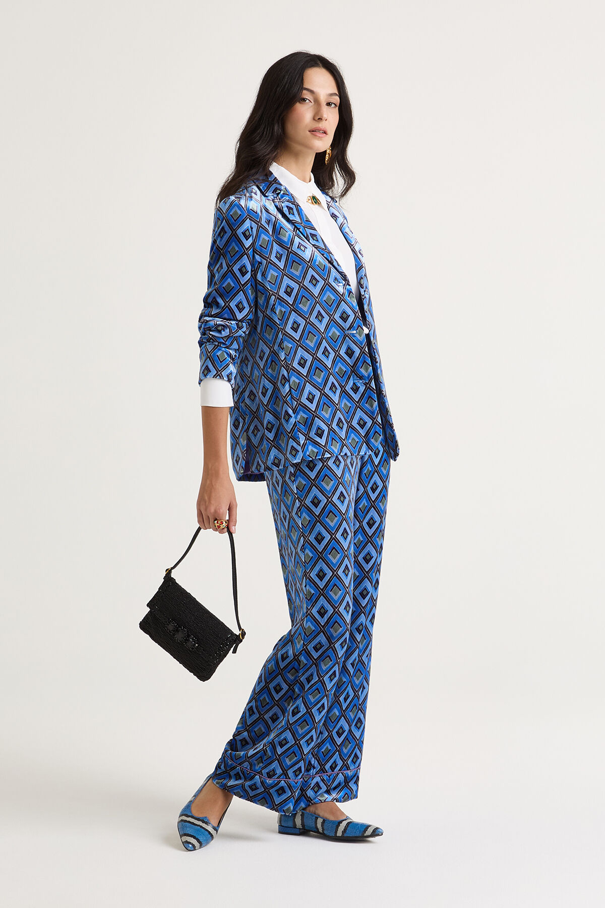 Maliparmi VELVET PRINTS TROUSERS Blue JH805260092