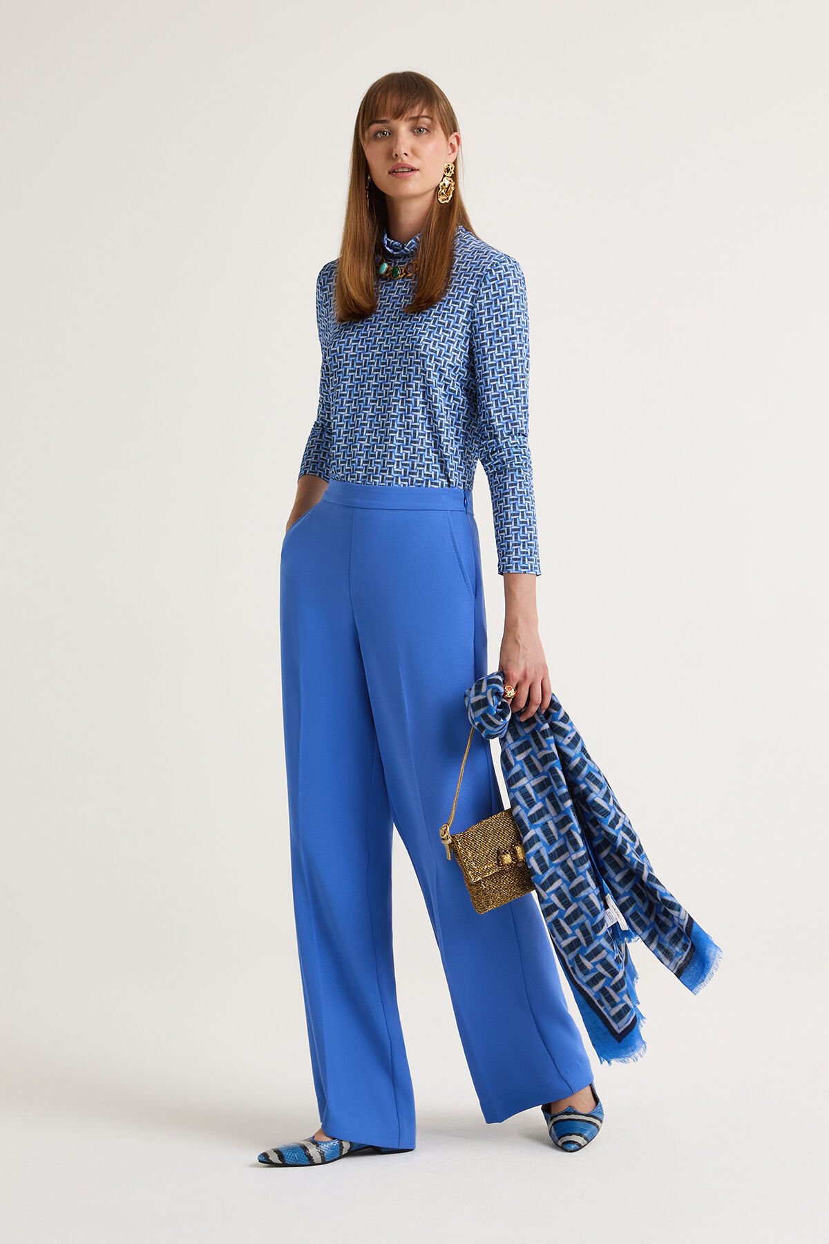 Maliparmi SABLÈ CREPE TROUSERS Electric Blue JH757950166
