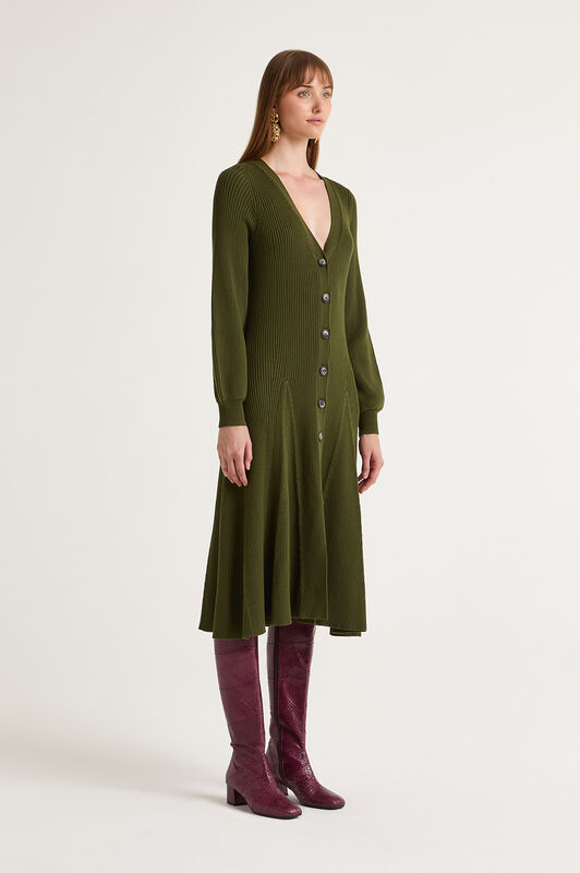 Maliparmi SCULPTUR RIB CARDIGAN Military Green JN370078204