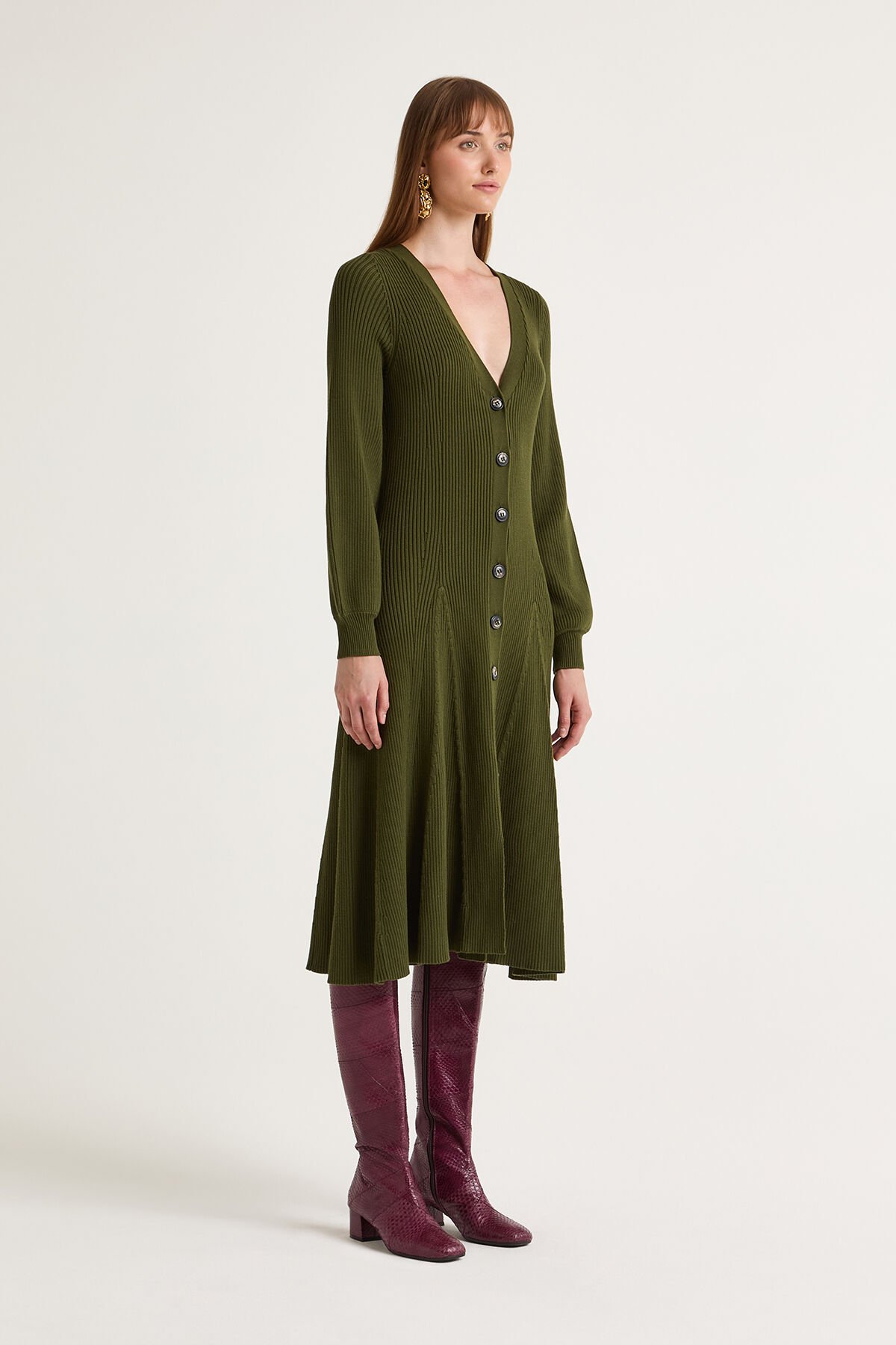 Maliparmi SCULPTUR RIB CARDIGAN Military Green JN370078204