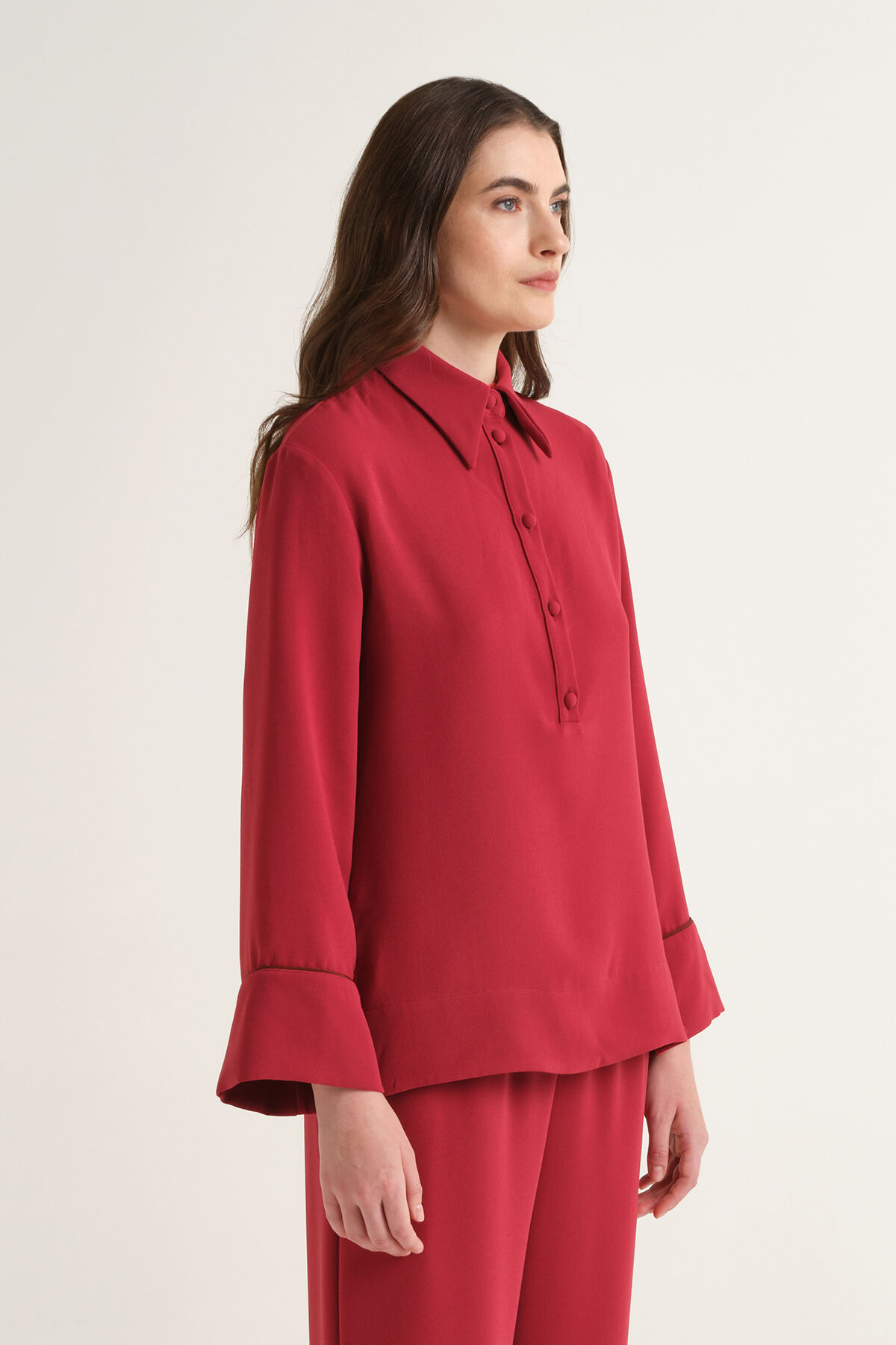 Maliparmi SABLÉ CREPE SHIRT Crimson JM559350166 Maliparmi SABLÉ CREPE SHIRT Crimson JM559350166