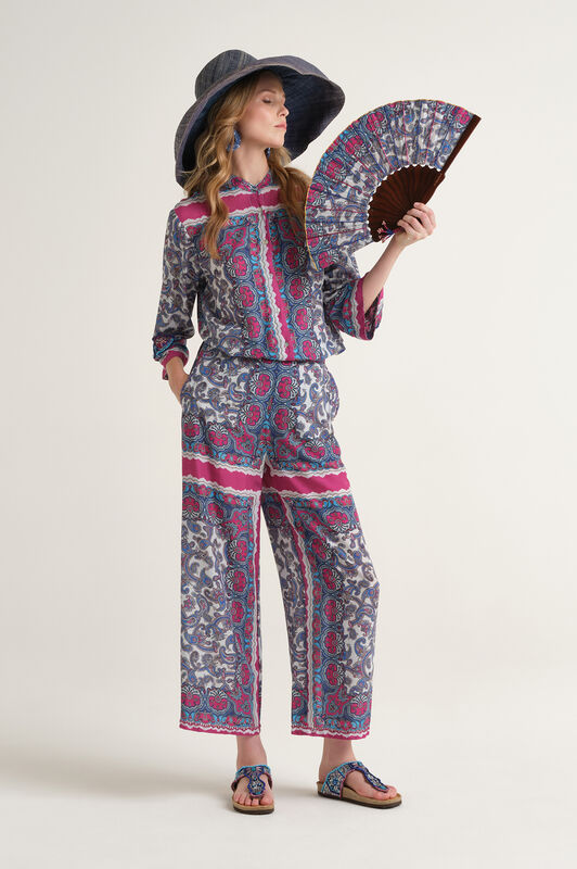 Malìparmi SUNSET PAISLEY TROUSERS Light Blue JH805350662