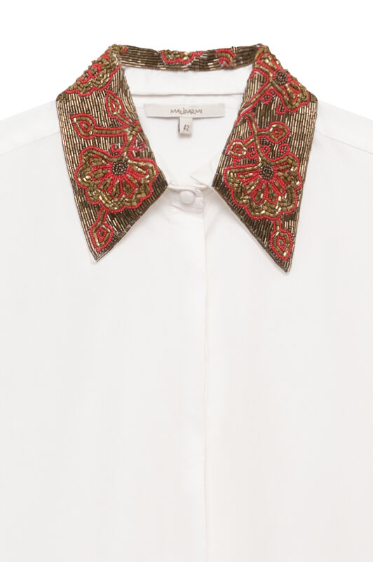 Maliparmi BLOSSOM EMBROIDERY SHIRT Natural White JM558615228 Maliparmi BLOSSOM EMBROIDERY SHIRT Natural White JM558615228