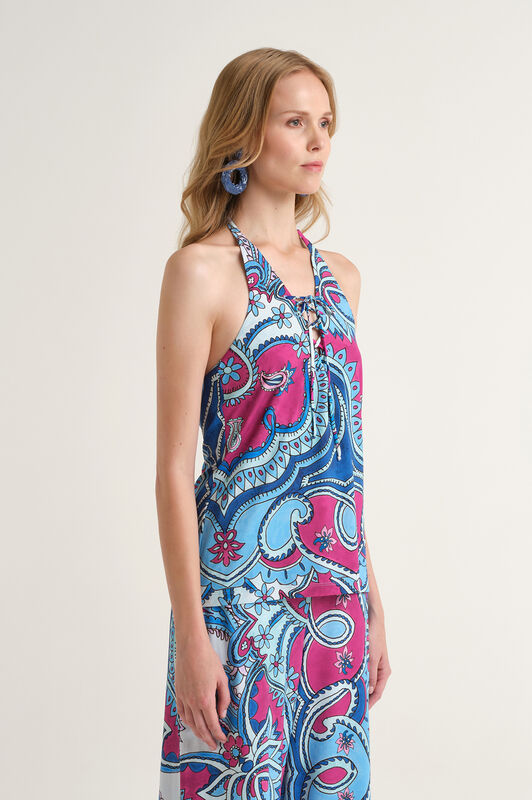 Malìparmi HIPPIE LOTUS TOP Light Blue JP555970671 Malìparmi HIPPIE LOTUS TOP Light Blue JP555970671