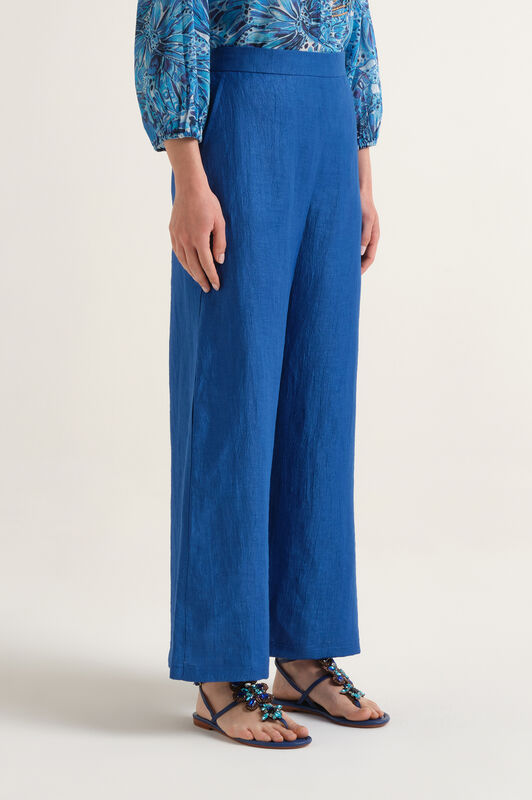 Malìparmi LINEN JACQUARD TROUSERS Cobalt JH805340102 Malìparmi LINEN JACQUARD TROUSERS Cobalt JH805340102