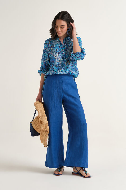 Malìparmi LINEN JACQUARD TROUSERS Cobalt JH805340102 Malìparmi LINEN JACQUARD TROUSERS Cobalt JH805340102