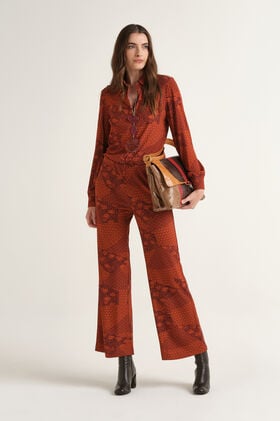 Maliparmi MOSAIC KIMONO TROUSER Red JH400970679 Maliparmi MOSAIC KIMONO TROUSER Red JH400970679