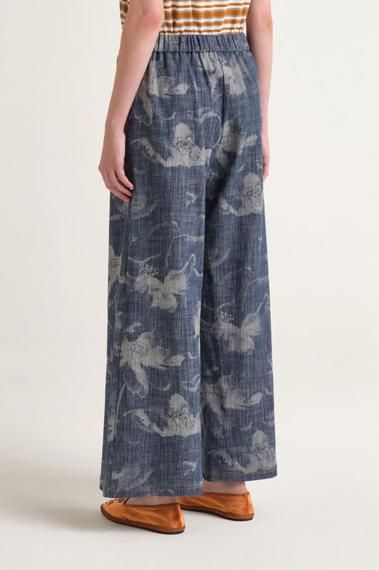 Malìparmi FLORAL DENIM TROUSERS Blue JH805310213