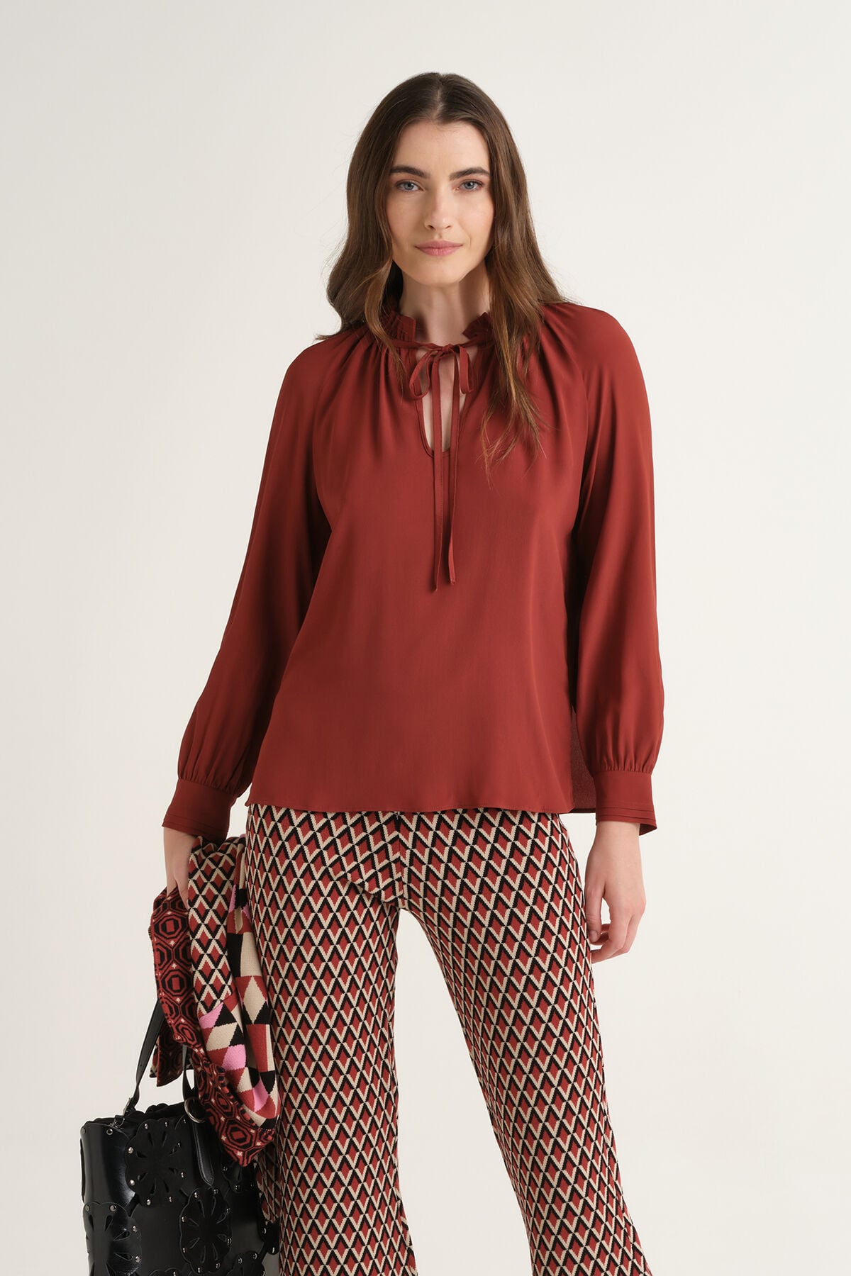 Maliparmi FLUID CREPE SHIRT Burgundy JM559750672 Maliparmi FLUID CREPE SHIRT Burgundy JM559750672