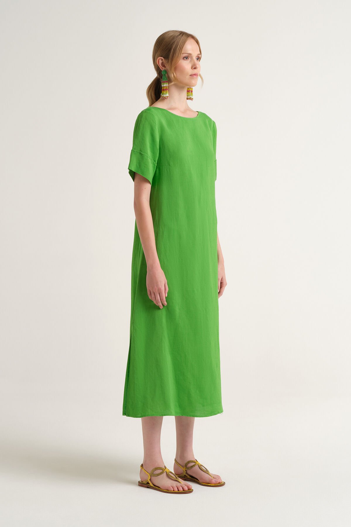 Malìparmi TIMELESS LINEN DRESS Grass Green JF670940106