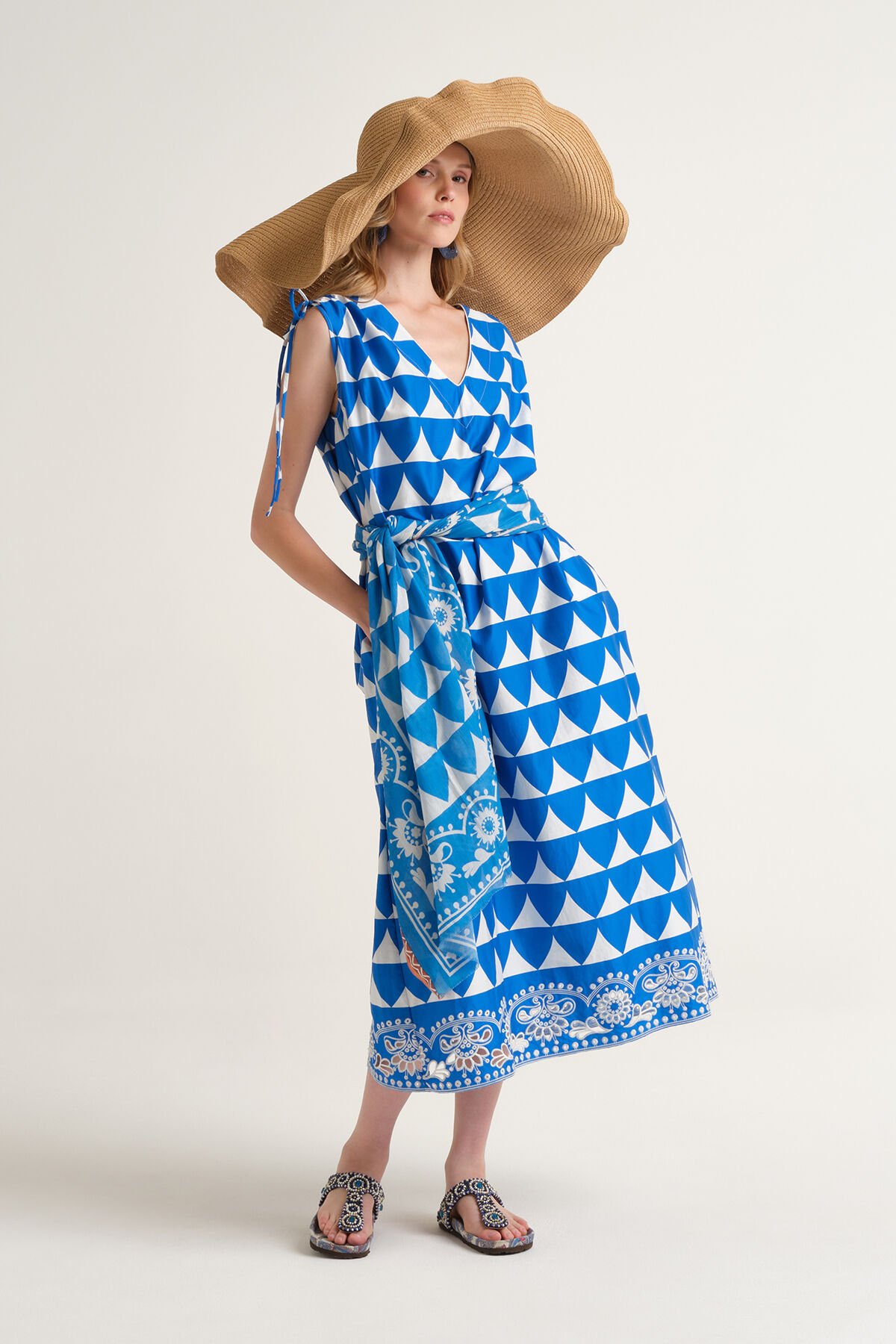 Malìparmi OPTICAL BRODERIE KLEID Blau JF669315216 Malìparmi OPTICAL BRODERIE KLEID Blau JF669315216