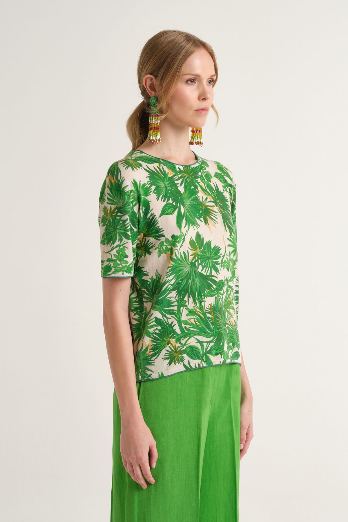 Malìparmi COTTON PRINTED T-SHIRT Green JK029378215