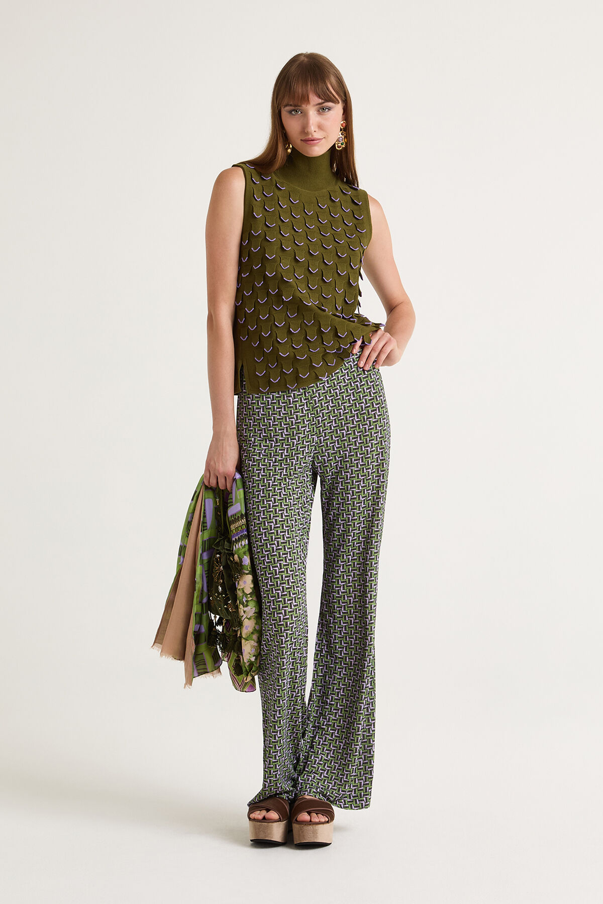 Maliparmi MALI STRONES JERSEY TROUSERS Green JH400970656 Maliparmi MALI STRONES JERSEY TROUSERS Green JH400970656