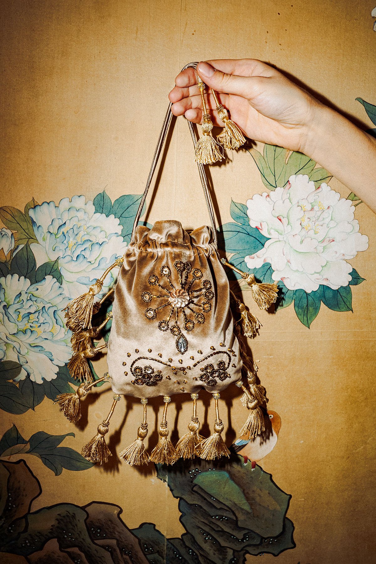 Maliparmi THE PRECIOUS VELVET POUCH Taupe OP009561039